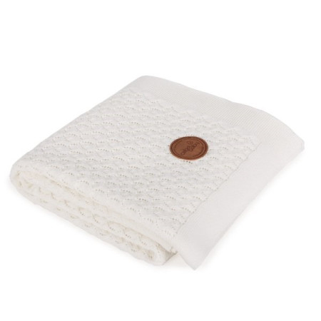 Knitted blanket plaid in a gift box Ceba Beba 90x90 cm Cream waves