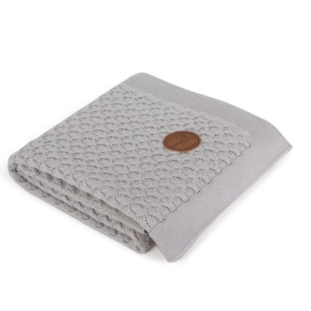 Knitted blanket plaid in a gift box Ceba Beba 90x90 cm Gray waves