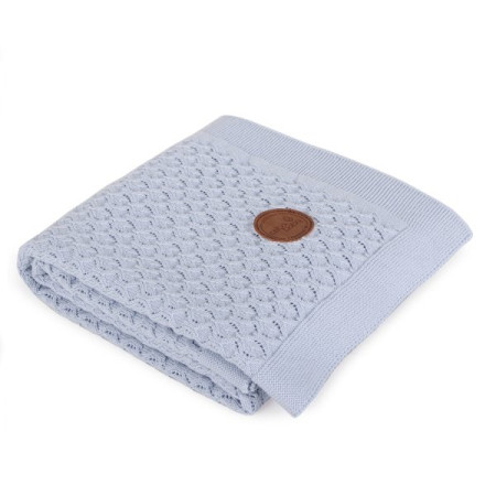 Knitted blanket plaid in a gift box Ceba Beba 90x90 cm Blue waves