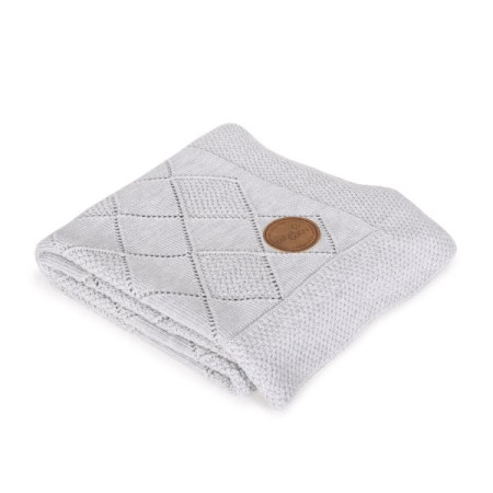 Вязаное одеяло плед в подарочной коробке Ceba Beba 90х90 см Rice stitch light grey