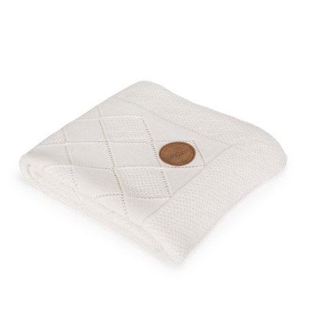 Вязаное одеяло плед в подарочной коробке Ceba Beba 90х90 см Rice stitch cream