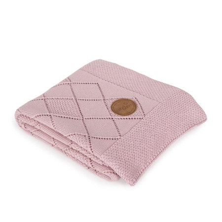Knitted blanket plaid in a gift box Ceba Beba 90x90 cm Rice stitch pink