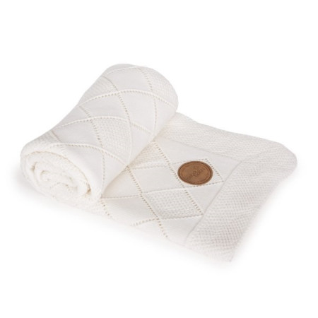 Knitted blanket plaid in a gift box Ceba Beba 90x90 cm Rice stitch cream
